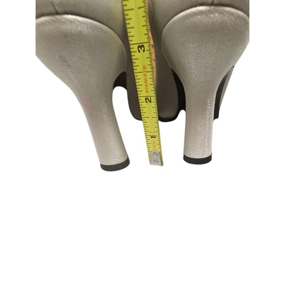 Stuart Weitzman Shimmer Champagne Womens 3" Heels -Size 8C Satin High Heels - Picture 4 of 14